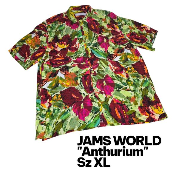 JAMS WORLD ANTHURIUM Sz XL Vibrant AOP Floral Pocket Button Up Hawaii S/S Shirt - Picture 8 of 8